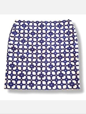 Joe Fresh Blue and White Geometric Pencil Skirt